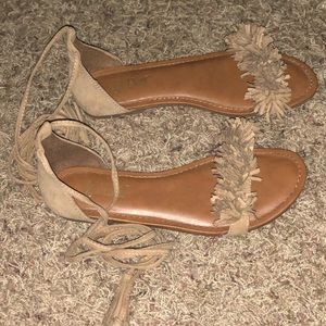 Tan Fringe Sandals